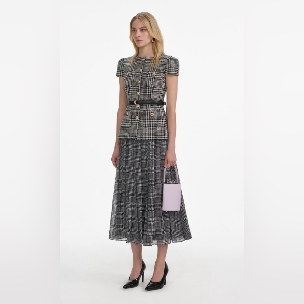 Self-Portrait Houndstooth Tailored Midi Dress - Picture 2 of 9